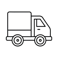 Fototapeta premium Simple black and white line art illustration of a delivery truck for transportation and logistics