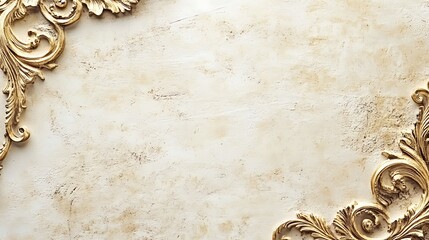 Ornate golden frame on beige background