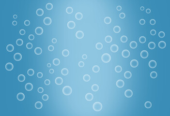Abstract Blue Background Featuring Floating Transparent Bubbles in Motion