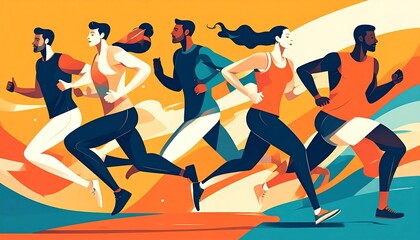 Surreal scene of couple running hand-in-hand through a sky of stars, representing shared dreams.