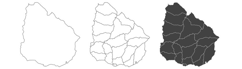 Uruguay map – vector illustration of departments and political borders