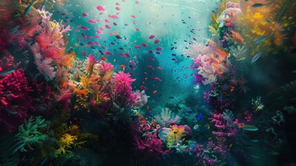 Obraz premium Colorful coral reef underwater scene