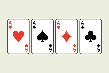 Four Ace Playing Cards in Different Suits