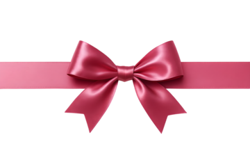 Pink satin ribbon with bow isolated on transparent