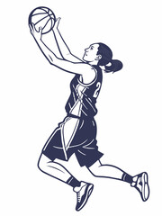 Female Basketball Player Jump Shot Isolated Action Photo