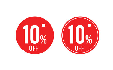 Red Circular 10% OFF Sale Tags – Vector