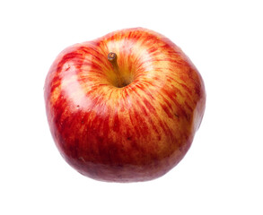 Single Glossy Red Apple Front Perspective Isolated on White Background	 
