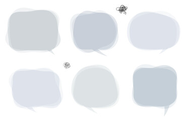 不安、悩み事、心配、悲しい気持ちを表現する吹き出しセット。モヤモヤした気持ちを表すベクターイラスト。