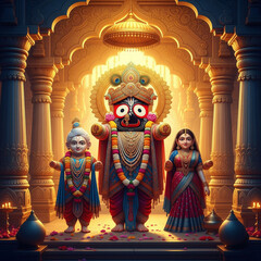  Lord Jagannath Hindu temples in India glow at night, showcasing the colorful architecture , god hinduism india odisha rath yatra