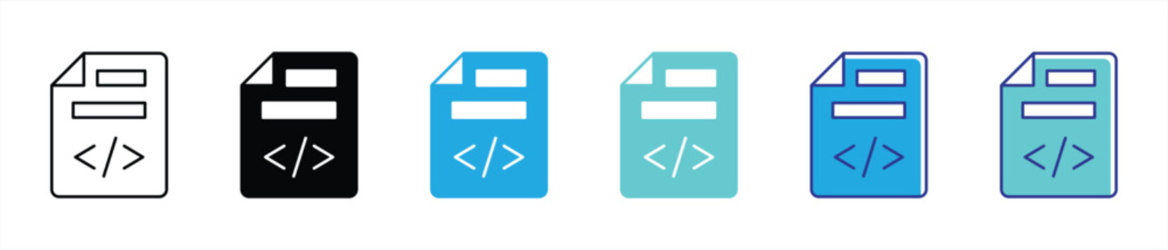 programming document icon set. contain representation of coding files and development documentation for digital project icon, thin line and color style symbol sign. vector illustration