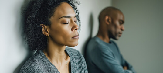 Frustrated couple experiencing relationship problems are ignoring each other