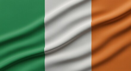 The distinctive green, white, and orange flag of Ireland, gently waving, conveying national pride.

