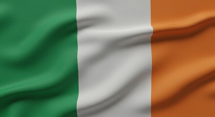 Obraz premium A patriotic image of the Irish flag, with its green, white, and orange, showcasing realistic movement. 