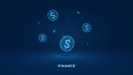  Digital Finance and Cryptocurrency Concept: Interconnected Floating Dollar Coins.