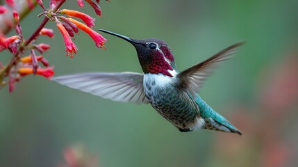 Obraz premium Hummingbird Feeding on Flower