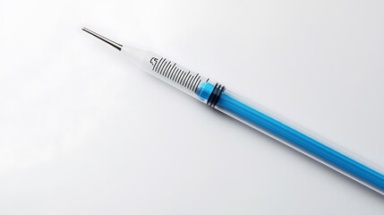 Naklejka premium Close-up of a Blue and White Syringe on a White Background