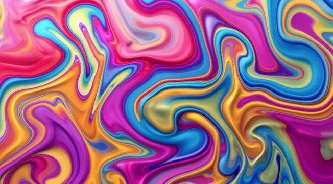 Abstract colorful background with a seamless psychedelic wave pattern for a vibrant, retro textile design 4k Abstract background video