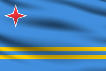 Aruba flag official colors and proportion digital vector illustration. Pleated flag.