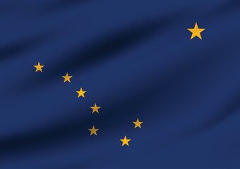 Flag of Alaska state. Alaska flag official colors and proportion digital vector illustration. Wavy flag.