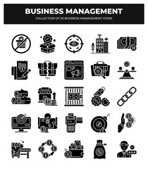 Collection of 25 Business Management Icons:  Strategy. Planning. Marketing. Finance