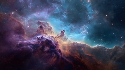 Stunning Nebula in Space Colorful Galaxy Starfield