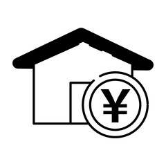 House and Yen Coin Value Icon