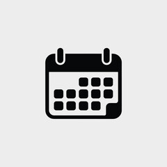 Black and White Calendar Icon Minimalist Design Simple Square Grid Monthly Schedule Appointment Reminder Date Planning Organization Tool