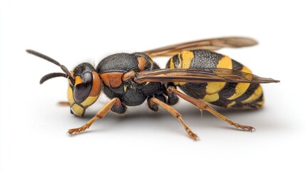 Close-up of a wasp on white background