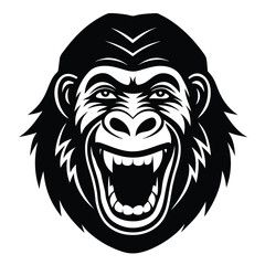 gorilla head happy face vector on white background