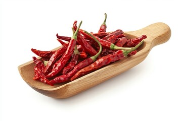 Dried red chili peppers in wooden scoop (2)
