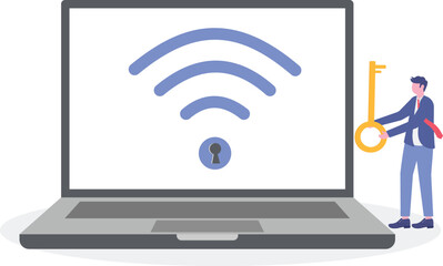 Wifi encryption, wireless security or safety for internet connection, network protection or mobile access,

