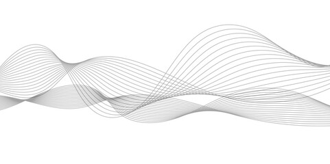 Abstract grey, white smooth element swoosh speed wave modern stream transparent background.Curve wave seamless pattern. Line art striped graphic template.