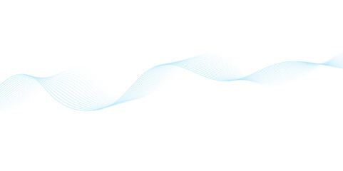 Blue line ocean wave ornament pattern Set of thin line waves vector, collection.