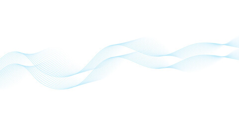Fototapeta premium Blue line ocean wave ornament pattern Set of thin line waves vector, collection.
