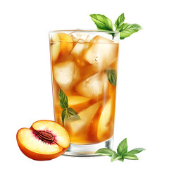 Refreshing Peach Iced Tea with Mint Garnish