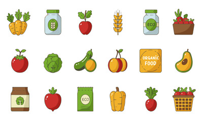 Organic Farm Produce Icons