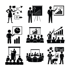 Business presentation template vector silhouette on white background