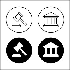 Legal Gavel and Courthouse Icons