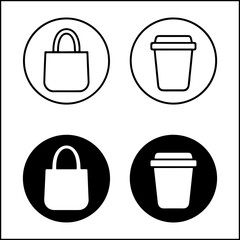 Reusable Bag and Cup Icons