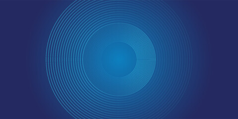 Dark blue abstract vector background with bright and elegant glowing circle lines stacked together, 3D cover of business presentation banner or night party.