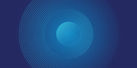 Dark blue abstract vector background with bright and elegant glowing circle lines stacked together, 3D cover of business presentation banner or night party.