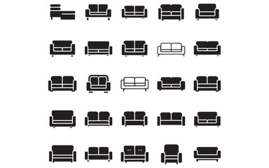 Minimal Silhouette Sofa Icon – Modern Vector Couch Symbol for Interior Design & Branding