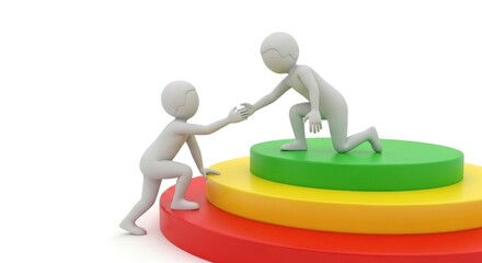 Stick figure helping hand teamwork collaboration support concept illustration art