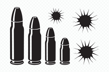 vector art presenting multiple gunshot effects with distinct bullet impressions for modern design and tech educate real