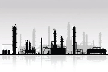 oil refinery minimalistic silhouette with sharp details and industrial motifs for modern visuals vector