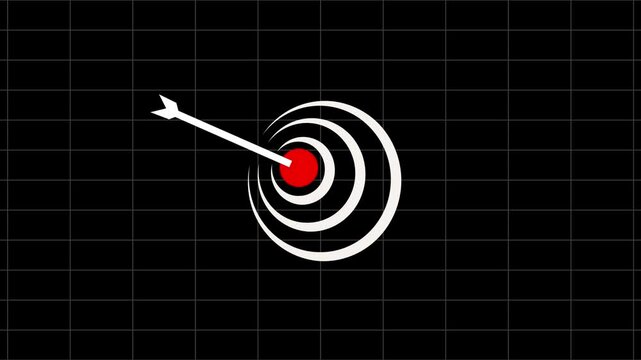 target goal with arrow isolated on white background icon symbol  flat. Crosshair icon.4k video