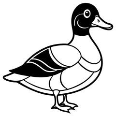 Minimal Line Art Wood Duck Profile