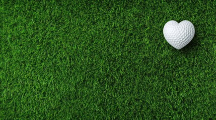Heart shaped golf ball on green grass