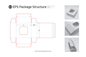 P1_03. a single Side adhesive window package structure. package Dieline.  