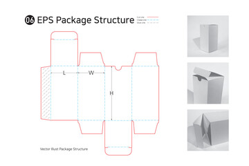 P1_06. a single sided adhesive package structure. package Dieline. 